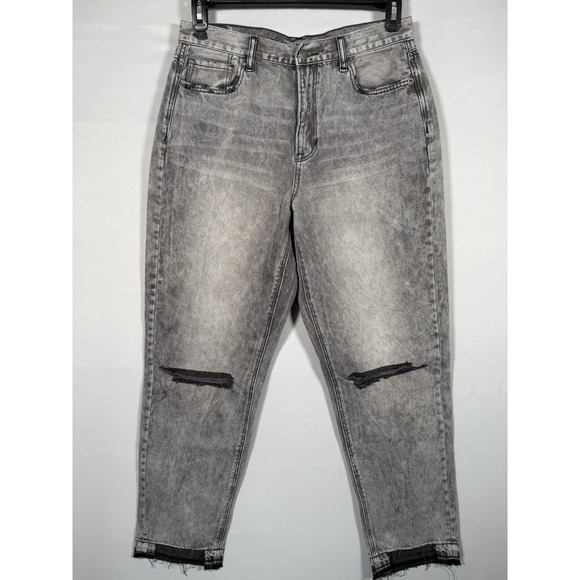 American Eagle Outfitters Denim - American Eagle Mom Jeans Distressed‎ Raw + Cut Hem Women 10 30x27" Grunge Ripped